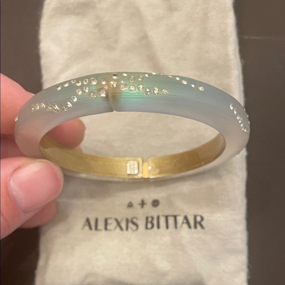 Alexis Bittar Iridescent White and Gold Bracelet
